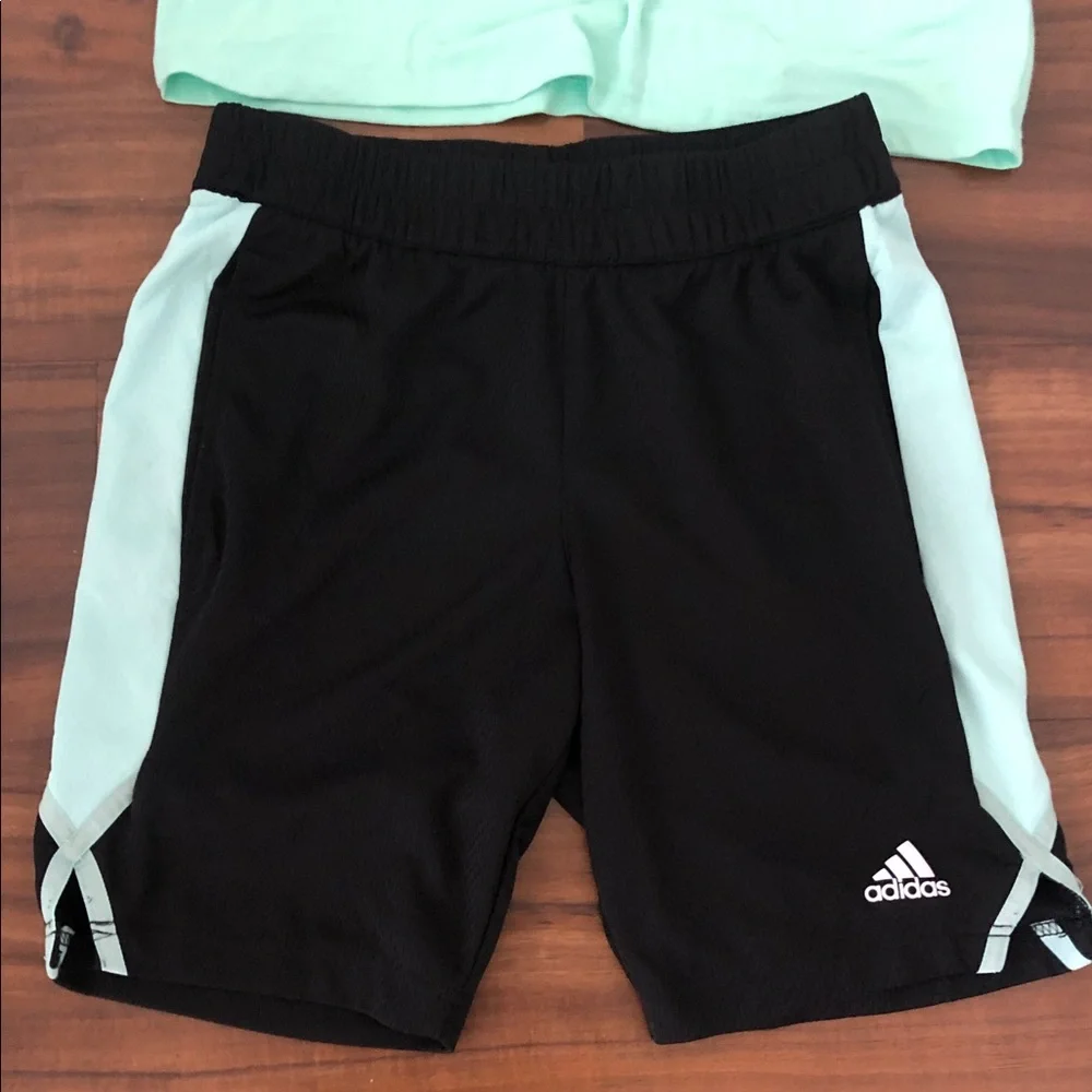 Like new adidas Set Mint Green Logo Tee with Black Shorts